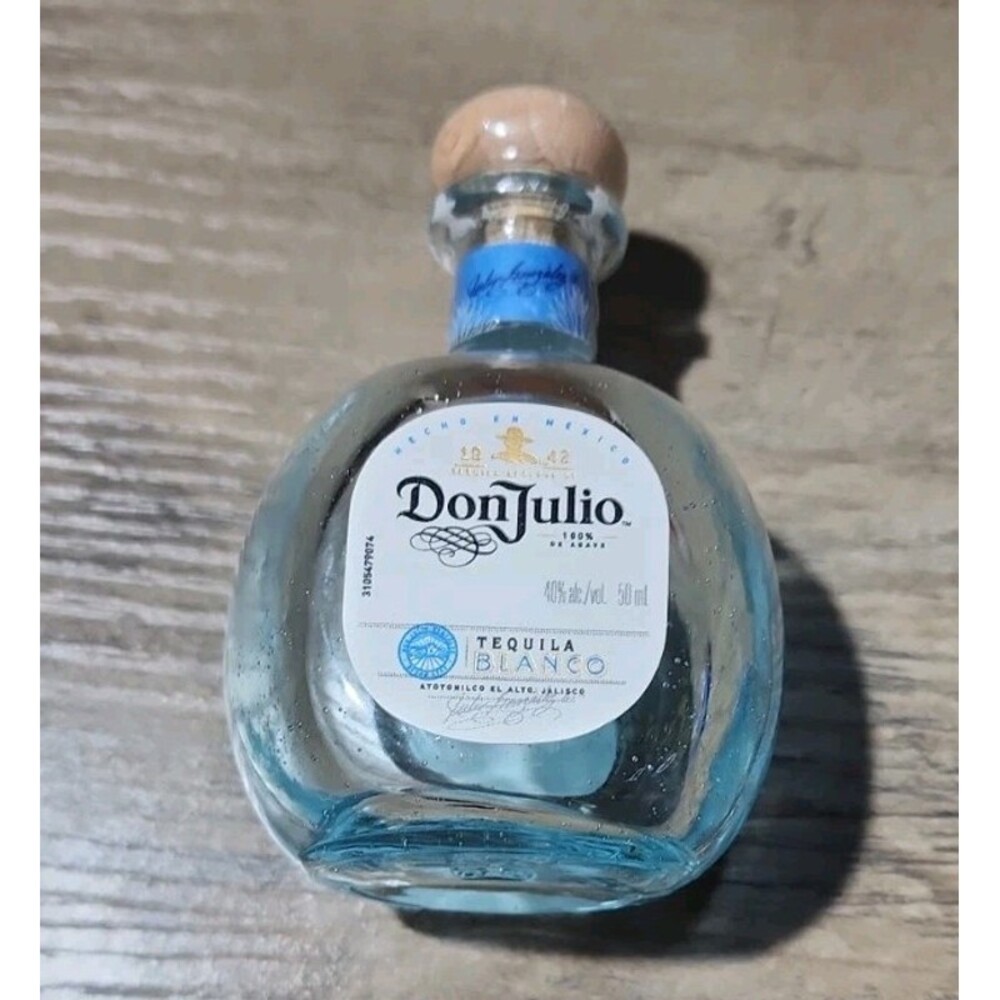 Empty Tequila Don Julio BLANCO Mini Bottle 50mL BLUE Glass Decor Only